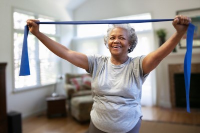 Senior lady doing indoor exercises