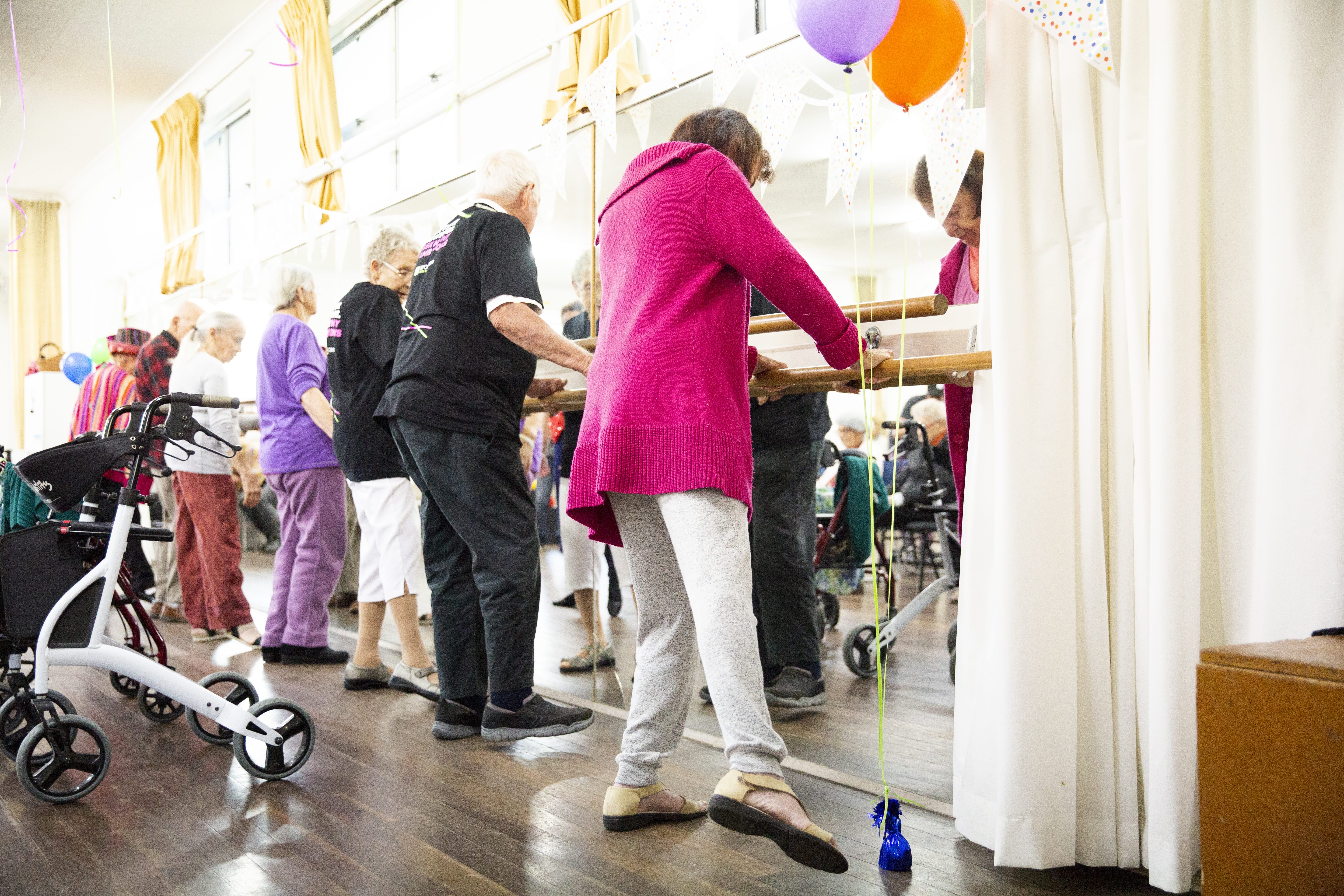 Elderly people dancing ballet