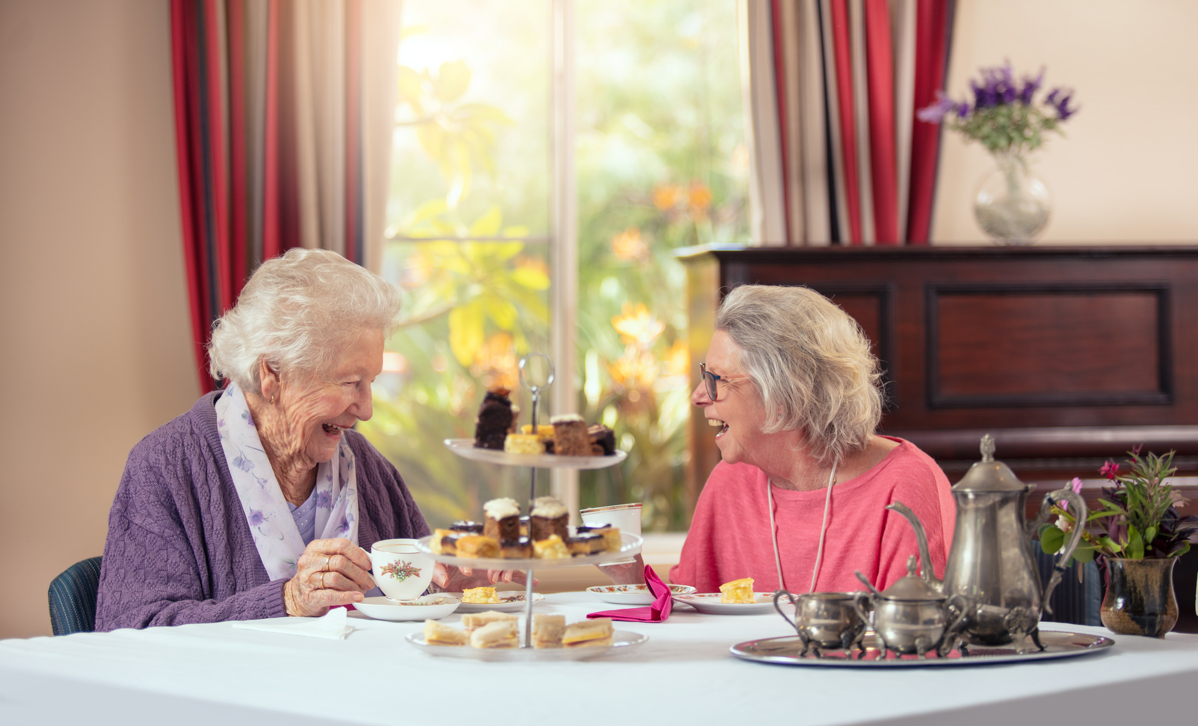 Senior ladies having tea