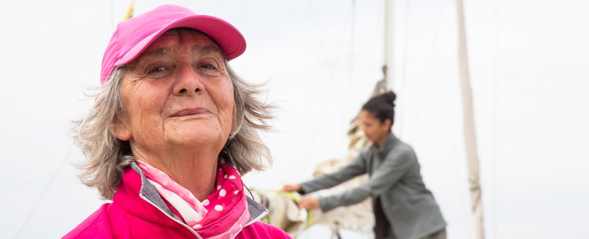 Mary on sailing boat