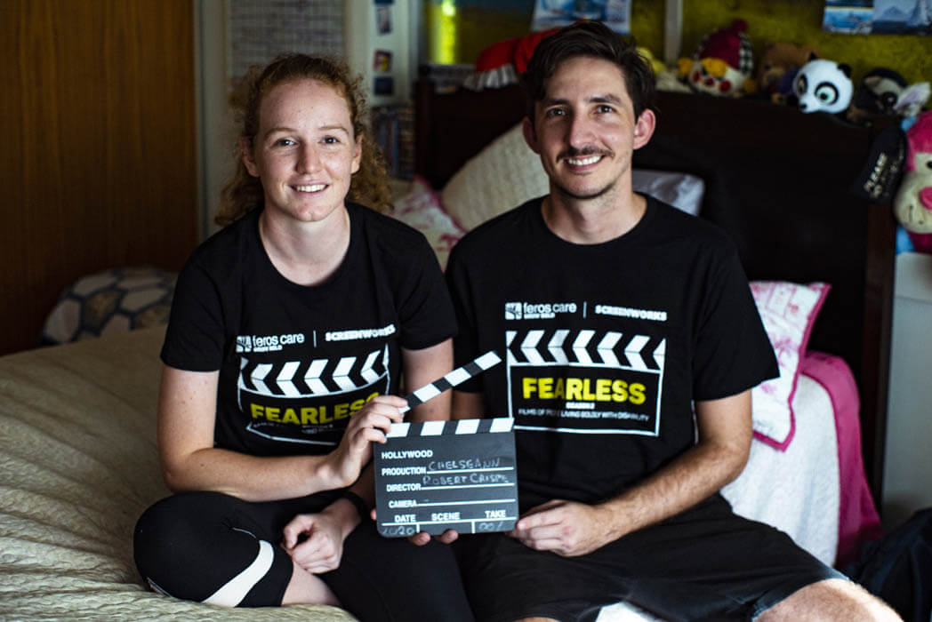 PhotoofChelseannandRobertholdingclapperboard